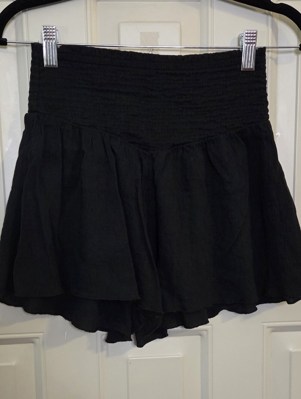 aerie Black Smocked Ruffled Shorts